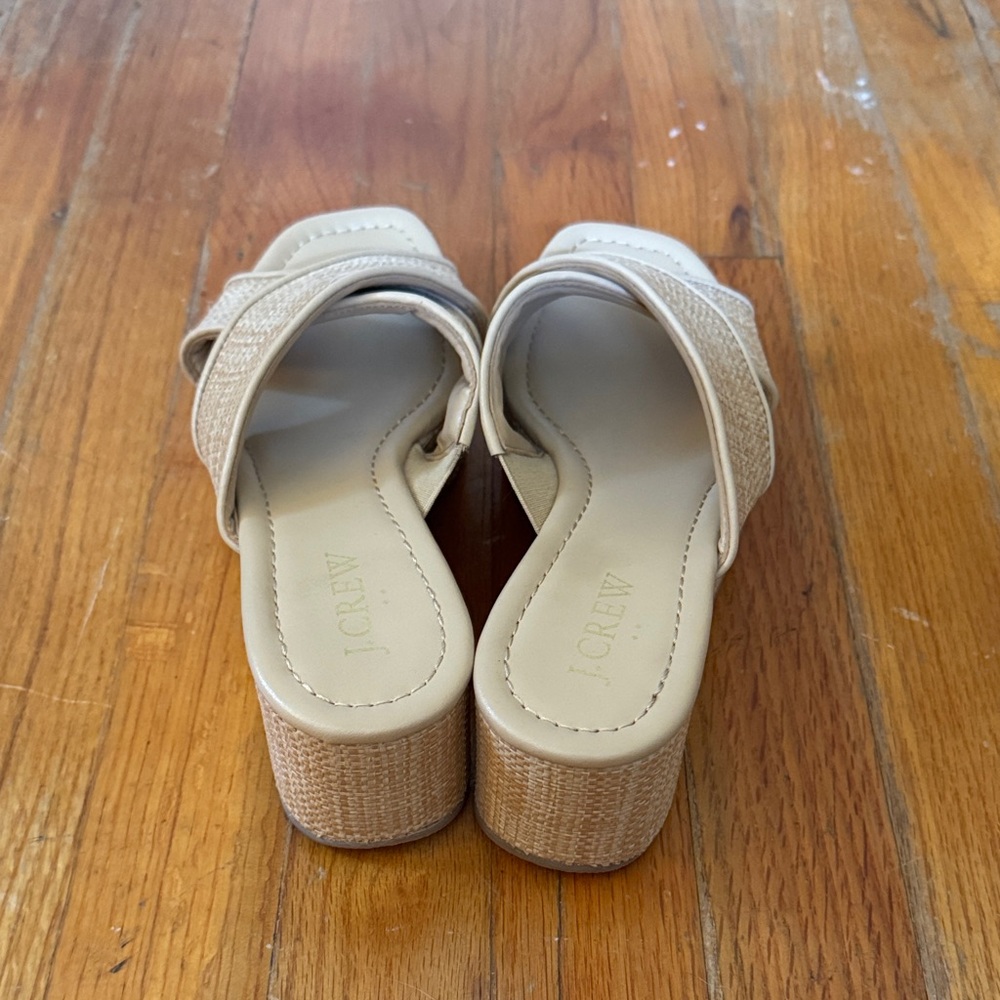 Size 6.5 J.Crew Crisscross Raffia Flatform Wedges New Without Tags - Picture 6 of 8